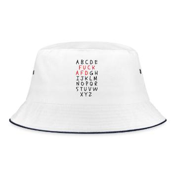 ABC MIT FCK AFD WORTWITZ, FCK NZS, NO NZS, NO AFD - Bucket Hat - Weiß/Navy - Vorne