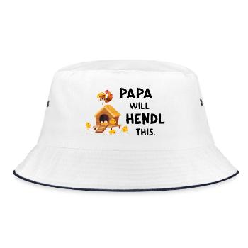 I Will Hendl This – Lustiger Papa Hühnerspruch - Bucket Hat - Weiß/Navy - Vorne