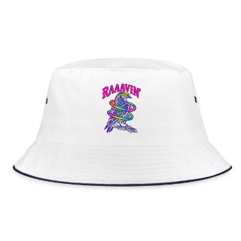 Bigfoot vor dem Mond Mondlicht mystischer Affe - Bucket Hat - Weiß/Navy - Vorne