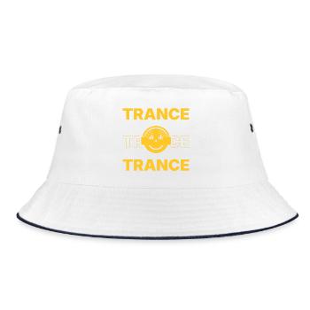 Trance Trance Trance - Happy Vinyl DJ - Bucket Hat - Weiß/Navy - Vorne