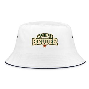 Kleiner Bruder Geschwistershirt - Bucket Hat - Weiß/Navy - Vorne