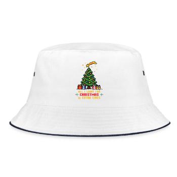 All I want for Christmas - Gamer - Bucket Hat - Weiß/Navy - Vorne