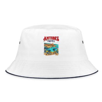 City Antibes France The French Riviera Coastal - Bucket Hat - Weiß/Navy - Vorne