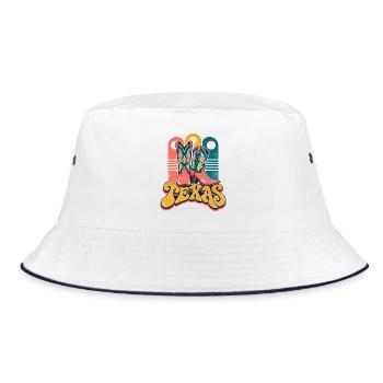 Texas Stiefel Retro-Design - Bucket Hat - Weiß/Navy - Vorne