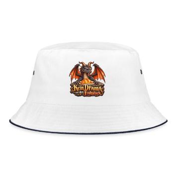 Kein Drama vor dem Frühstück – Morgenmuffel - Bucket Hat - Weiß/Navy - Vorne