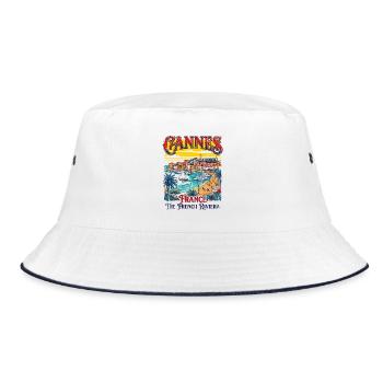 Retro Cannes France The French Riviera - Bucket Hat - Weiß/Navy - Vorne