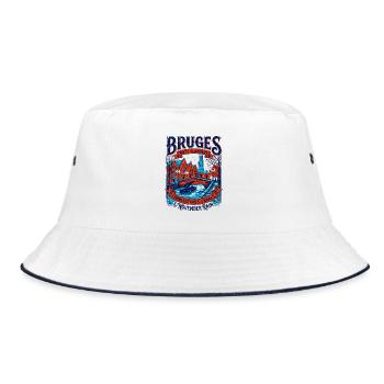 Bruges West Flanders Canals November Rain - Bucket Hat - Weiß/Navy - Vorne