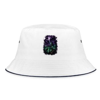 Mystischer Grusel Sumpf – Gothic Horror Schloss - Bucket Hat - Weiß/Navy - Vorne