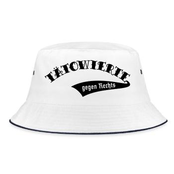 Tätowierte Gegen Rechts (Tattoo Tätowierung / B) - Bucket Hat - Weiß/Navy - Vorne