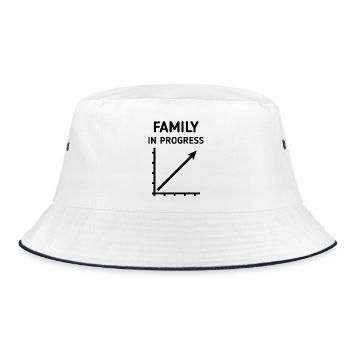 Family In Progress (Schwanger / Eltern / Black) - Bucket Hat - Weiß/Navy - Vorne