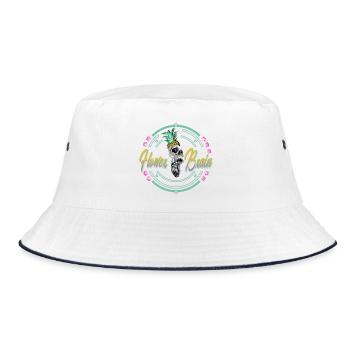 Tropischer Schädel mit Ananas - Bucket Hat - Weiß/Navy - Vorne