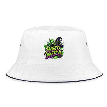 Hexenwerk & Hanfgrün: Weed Witch - Bucket Hat - Weiß/Navy - Vorne