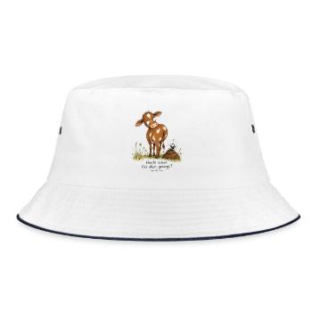 Kuh, Fliege, Kacke - Heute schon für Dich gesorgt? - Bucket Hat - Weiß/Navy - Vorne