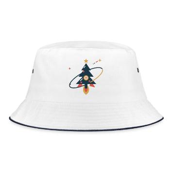 Tannenbaum auf Sternenreise – Weihnachtsrakete - Bucket Hat - Weiß/Navy - Vorne