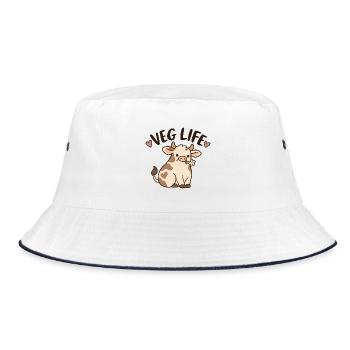 Veg Life Cute Cow - Bucket Hat - Weiß/Navy - Vorne
