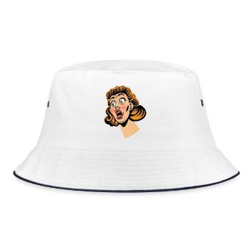 Frau im Schockzustand - Bucket Hat - Weiß/Navy - Vorne