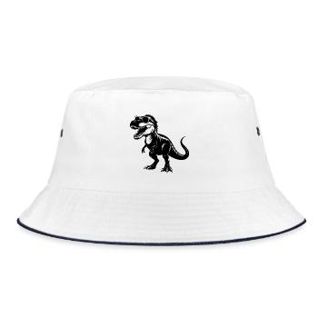Tyrannosaurus Rex mit Sonnenbrille - Bucket Hat - Weiß/Navy - Vorne