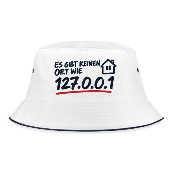 Es gibt keinen Ort wie 127.0.0.1 Localhost - Bucket Hat - Weiß/Navy - Vorne