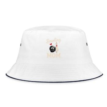 Bowling Mom Mit Herz Kugel Und Kegel - Bucket Hat - Weiß/Navy - Vorne