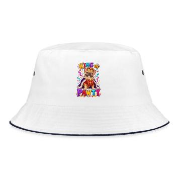 King Of Pawty Französische Bulldogge Königsparty - Bucket Hat - Weiß/Navy - Vorne