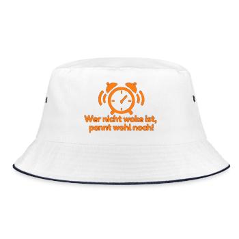 Wer nicht woke ist pennt wohl noch!  - Bucket Hat - Weiß/Navy - Vorne