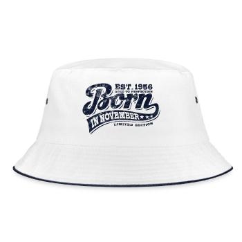 Born in November 1956 - Geburtstag - Geschenk - Bucket Hat - Weiß/Navy - Vorne