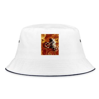 Psychedelisches Fahrrad Kaleidoskop - Bucket Hat - Weiß/Navy - Vorne