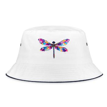 Prismatische Libelle - Bucket Hat - Weiß/Navy - Vorne