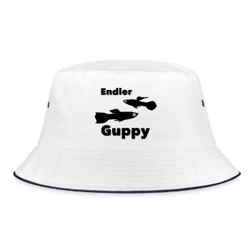 Endler guppy (Poecilia wingei) - Bucket Hat - Weiß/Navy - Vorne