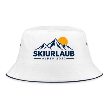 Skiurlaub Alpen 2027 – Skifahren Berge & Winterson - Bucket Hat - Weiß/Navy - Vorne