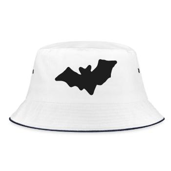 Dunkle Fledermaus, handgezeichnete Silhouette - Bucket Hat - Weiß/Navy - Vorne