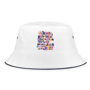 Jahreslosung 2027 Fürchte dich nicht Jesaja 41,10 - Bucket Hat - Weiß/Navy - Vorne