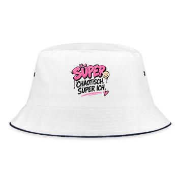 Super Chaotisch, Super Ich - Bucket Hat - Weiß/Navy - Vorne