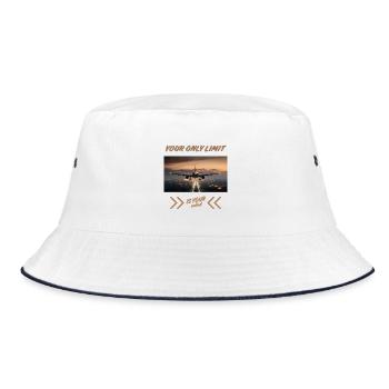 Your Only Limit Is Your Mind – Flugzeug Mindset - Bucket Hat - Weiß/Navy - Vorne