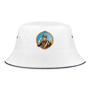 Kaiser Wilhelm mit Sonnenbrille und Cocktail - Bucket Hat - Weiß/Navy - Vorne