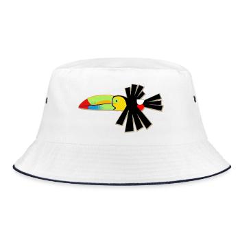 Schrulliger Kielschnabel-Tukan - Bucket Hat - Weiß/Navy - Vorne