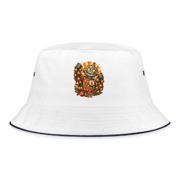Christmas Roboter-Onkel mit vielen Glocken - Bucket Hat - Weiß/Navy - Vorne