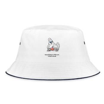 Weihnachtshüne findet einen Anhänger in ihrem Nest - Bucket Hat - Weiß/Navy - Vorne
