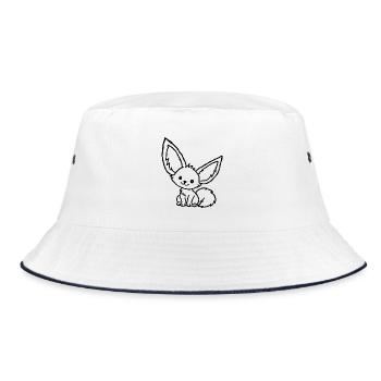 Niedlicher Fennek im Kinder-Kritzelstil - Bucket Hat - Weiß/Navy - Vorne