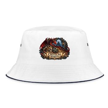Critical Moments – Drache und Zwanzigerwürfel - Bucket Hat - Weiß/Navy - Vorne