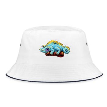 Jaszczurka_SpokoLoko - Bucket Hat - Weiß/Navy - Vorne