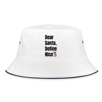 Dear Santa Define Nice – Lustiger Weihnachtselch - Bucket Hat - Weiß/Navy - Vorne
