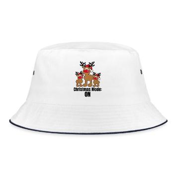 Christmas Mode ON – Lustige Weihnachtselche - Bucket Hat - Weiß/Navy - Vorne