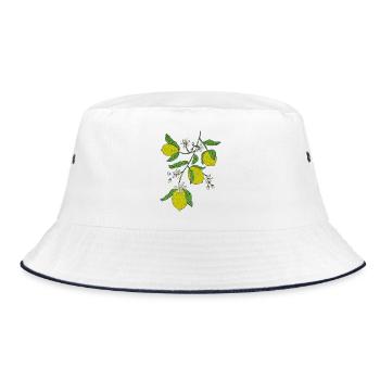 Zitronenzweig Glitzerdesign - Bucket Hat - Weiß/Navy - Vorne