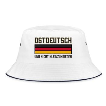Ostdeutsch nicht kleinzukriegen Schwarz Rot Gold - Bucket Hat - Weiß/Navy - Vorne