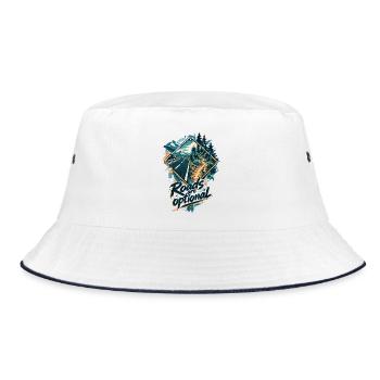 Gravel Bike Schild - Roads Are Optional Design - Bucket Hat - Weiß/Navy - Vorne