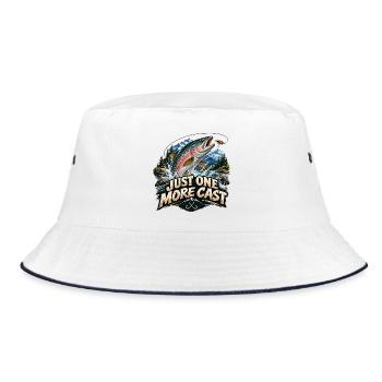 Zitate für Angler - Bucket Hat - Weiß/Navy - Vorne