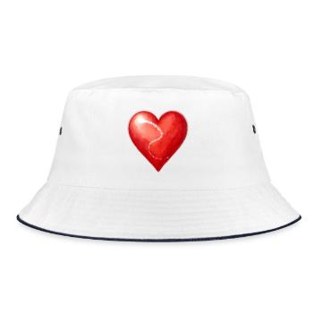 Herz mit einer Sternenspur - Bucket Hat - Weiß/Navy - Vorne