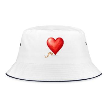 Herz mit Herbstblättern aus den Cévennen - Bucket Hat - Weiß/Navy - Vorne