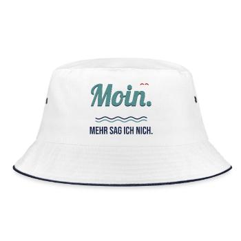 Moin. Mehr sag ich nich. – Norddeutscher Spruch - Bucket Hat - Weiß/Navy - Vorne